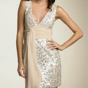 Bcbg champagne sequin dress small